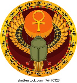 The Egyptian sacred bug a scarab a symbol of the sun in a vector