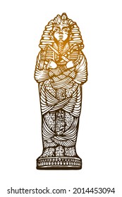 Egyptian sarcophagus Hand drawn - vector illustration - Out line