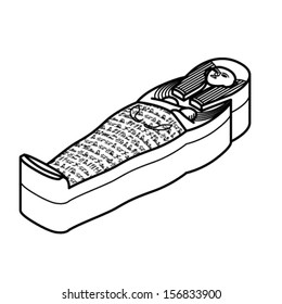 An egyptian sarcophagus. Lineart style. Great for colouring-in!