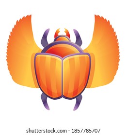 Egyptian scarab beetle icon. Cartoon of Egyptian scarab beetle vector icon for web design isolated on white background