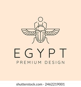 egyptian scarab beetle line art logo vector symbol illustration design.