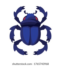 Egyptian Scarab Beetle, Sacred Bbug, Symbol of Egypt Flat Style Vector Illustration on White Background