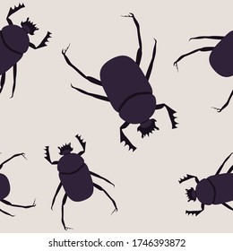 An Egyptian scarab beetle vector. Seamless pattern with scarab.