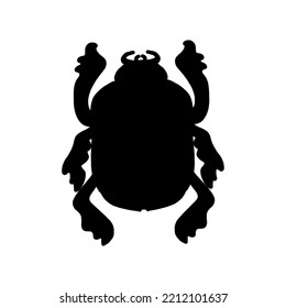 Símbolo egipcio Scarab negro. Ilustración vectorial en estilo plano de caricatura aislado en fondo blanco