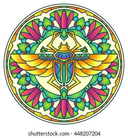 Egyptian Scarab Colorful Round Mandala Ornament