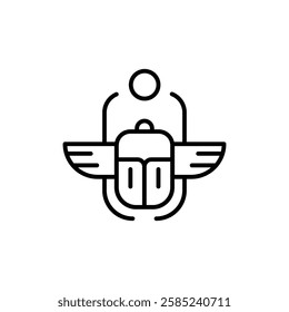 Egyptian Scarab icon Flat vector set outline