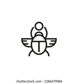 Egyptian Scarab line icon. Egypt, beetle, mummy. History concept. Can be used for topics like ancient legends, mummification, Egyptian Pharaohs