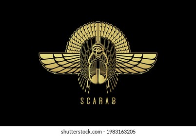 Egyptian Scarab Pharaoh Symbol with wings