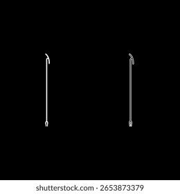 Cetro egipcio Uas set icon color blanco Ilustración vectorial Imagen simple relleno sólido contorno línea delgada estilo plano