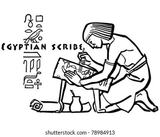 Egyptian Scribe - Retro Clipart Illustration