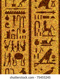 Egyptian seamless hieroglyphs pattern.  For easy making seamless pattern just drag all group into swatches bar, and use it for filling any contours.