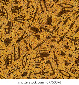 Egyptian seamless hieroglyphs pattern.  For easy making seamless pattern just drag all group into swatches bar, and use it for filling any contours.