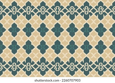 Egyptian seamless pattern cream and ocean color background. Abstract traditional folk old ancient antique tribal ethnic graphic line. Ornate elegant luxury vintage retro style texture textile fabric.