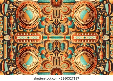 Egyptian seamless pattern light colorful background. Abstract traditional folk ancient antique tribal ethnic graphic line. Ornate elegant luxury vintage retro style. Texture textile fabric Egypt.