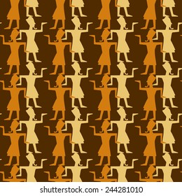 Egyptian seamless pattern with pharaohs. Egypt hieroglyphs. Tribal art repeating background texture. Cloth design. Wallpaper 