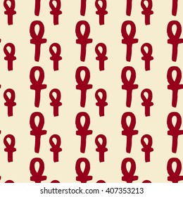 Egyptian seamless pattern with, cross. Religion, religious repeating background texture. Cloth design. Wallpaper