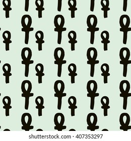 Egyptian seamless pattern with, cross. Religion, religious repeating background texture. Cloth design. Wallpaper