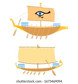 Egyptian ships. Shopping and walking. Vector