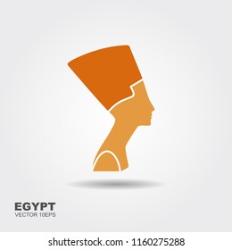 Egyptian silhouette icon. Queen Nefertiti. Vector portrait Profile isolated on rwhite background.