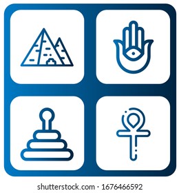 egyptian simple icons set. Contains such icons as Pyramid, Semitic neopaganism, Ankh, can be used for web, mobile and logo