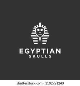 egyptian skull logo design vector illustration template
