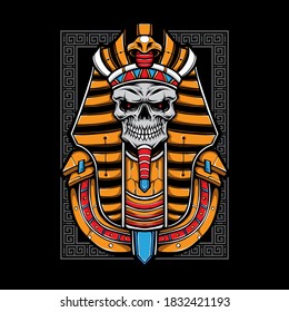 ilustración de vector de momia de cráneo de egipto