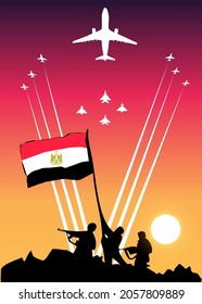  Egyptian soldiers raising the flag.
 egypt national day air show