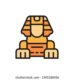 Egyptian Sphinx flat color line icon. Isolated on white background