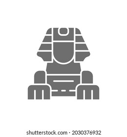 Egyptian Sphinx grey icon. Isolated on white background