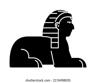 Egyptian sphinx icon on white background