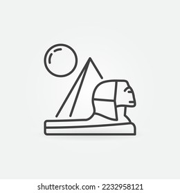 Egyptian Sphinx with Pyramid vector Egypt Landscape concept linear icon or logo element