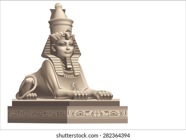 Egyptian sphinx rotate on a white background