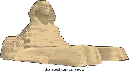 Egyptian Sphinx Sculpture Vector Illustration