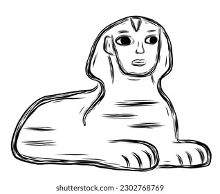 Egyptian sphinx statue in hand drawn sketch style