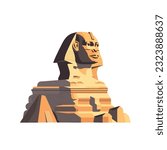 Egyptian Sphinx Statue Vector Isolated on White Background, Ancient Egypt Landmark, Statue in Giza Desert, Stone Monument, Tomb, Historical Sight, isolated on white background.