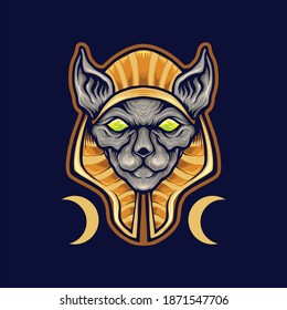 Egyptian Spinx Cat Logo Mascot for your work Logo merchandise t-shirt, stickers and Label, poster, greeting cards advertising business company or brands.
