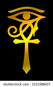 Egyptian symbol Ankh with Eye of Horus. Vector illustration