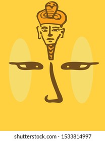 Egyptian symbol and icon on yellow background.
