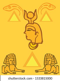 Egyptian symbol and icon on yellow background.