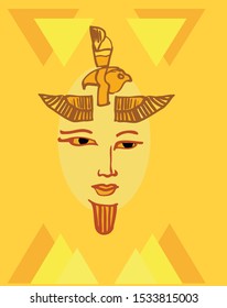 Egyptian symbol and icon on yellow background.