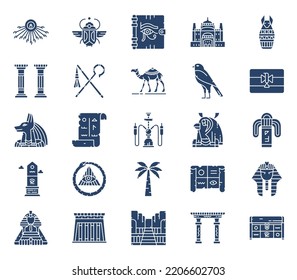 Egyptian Symbols Culture Icon Set Stock Vector (Royalty Free ...