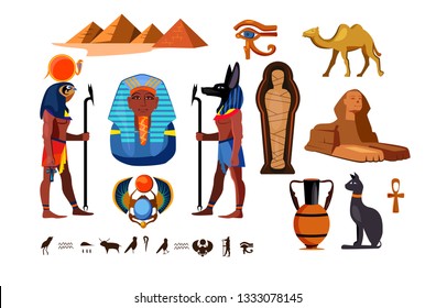 Egyptian symbols set. Egypt culture collection. Can be used for topics like history, heritage, archeology