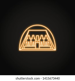 Egyptian temple Abu Simbel icon in glowing neon style. Famous historical landmark symbol. Vector illustration.