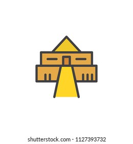 Egyptian Temple filled outline icon, line vector sign, linear colorful pictogram isolated on white. Ancient egypt temple building symbol, logo illustration. Pixel perfect vector graphics