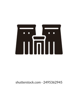 Egyptian temple icon. Flat silhouette version.