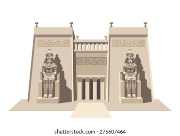 Egyptian temple on a white background