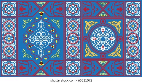 Egyptian Tent Pattern1 Blue-vector