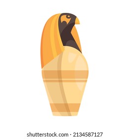 Egyptian tomb composition with isolated image of decorated ancient vase with birds head vector illustration