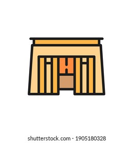 Egyptian tomb, pharaoh sarcophagus color line icon. Isolated on white background