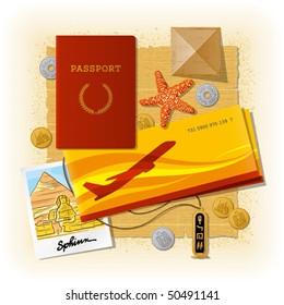 Egyptian travel still life. Vector